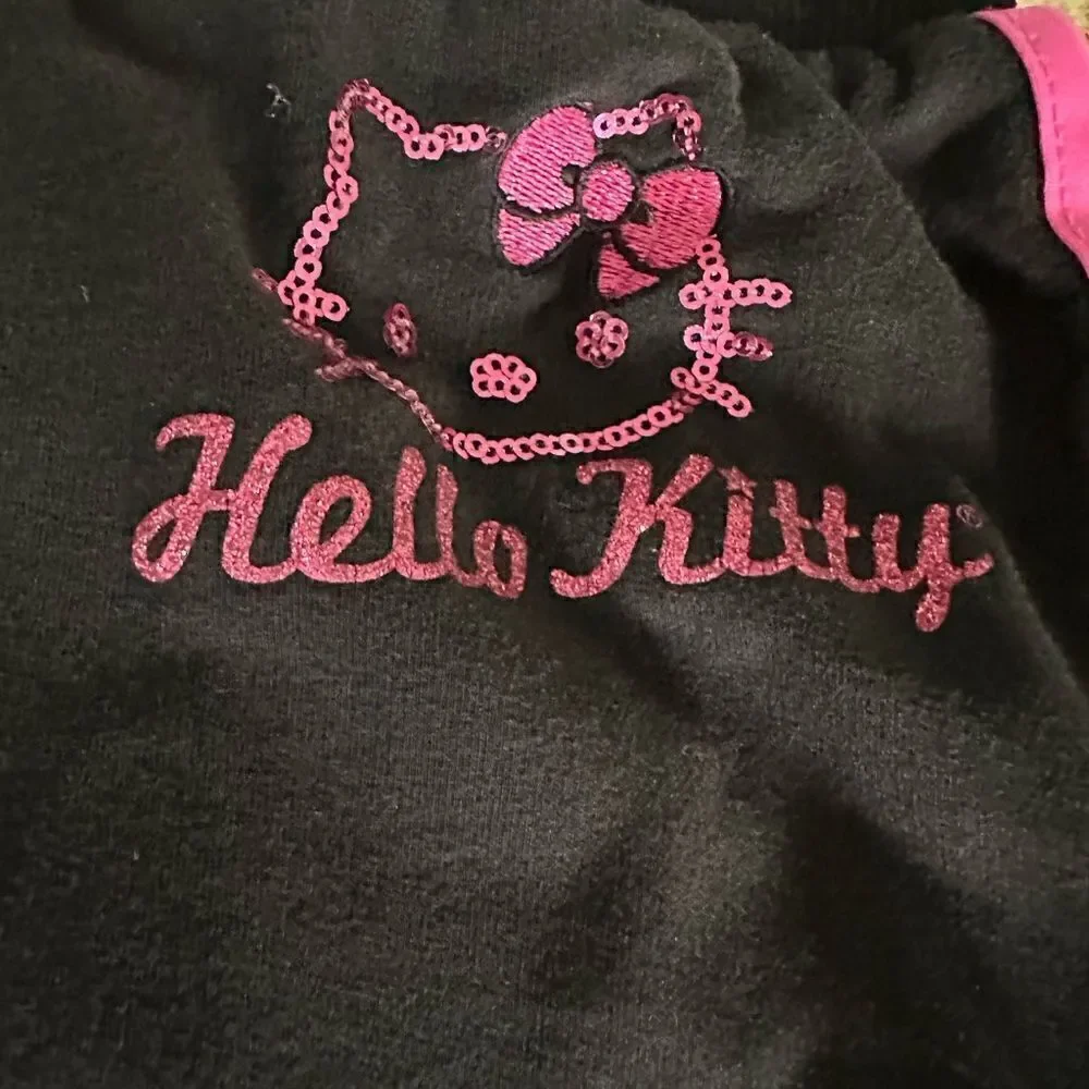 GUC- OshKosh Girls Blue White Sundress & Black Pink Hello Kitty Pants Size 5T